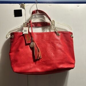 Carlos by Carlos Santana Vibrant Red Tote with Chain Handles